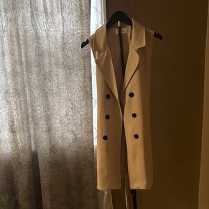 Women's Tan Double-Breasted Vest